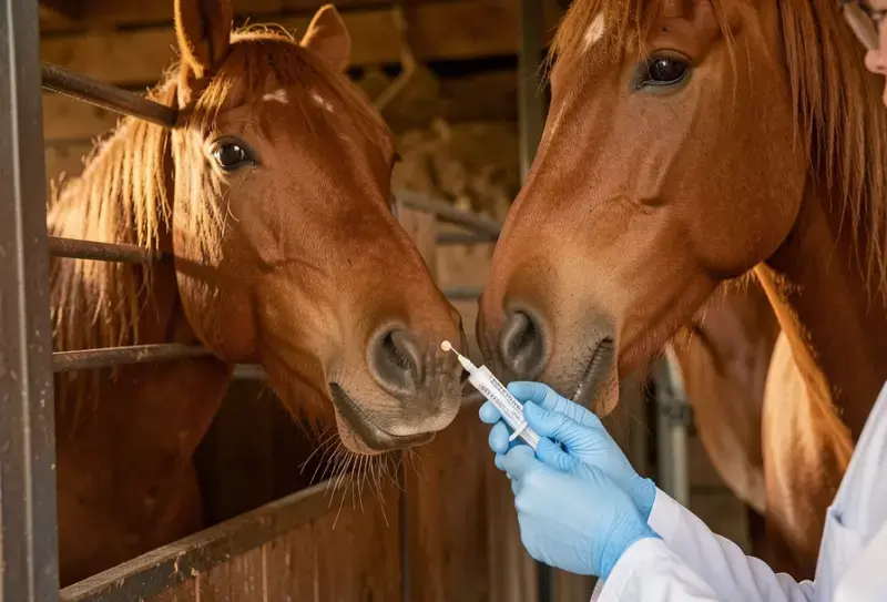 Caballo en entorno natural - medicina equina y cuidados veterinarios - desparasitar caballos