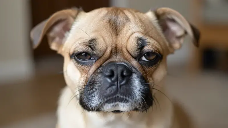 Perro braquicéfalo con los ojos ligeramente desviados - estrabismo en perros