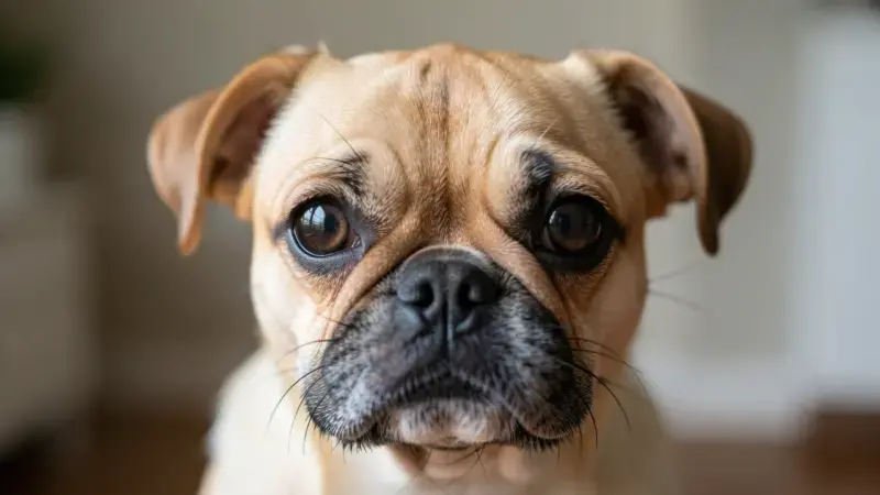 Perro braquicéfalo con ojos prominentes característicos de su raza - exoftalmos en perros