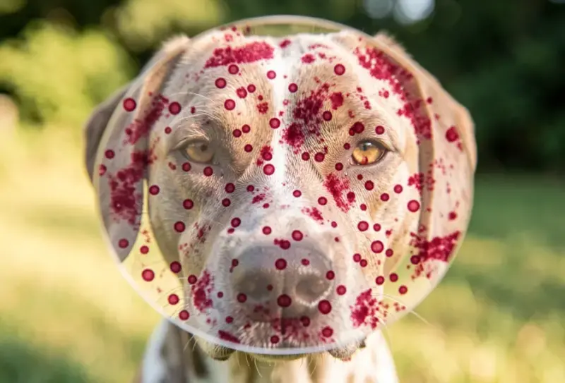 Perro en consulta veterinaria - salud canina y cuidados - frotis sanguineo del perro