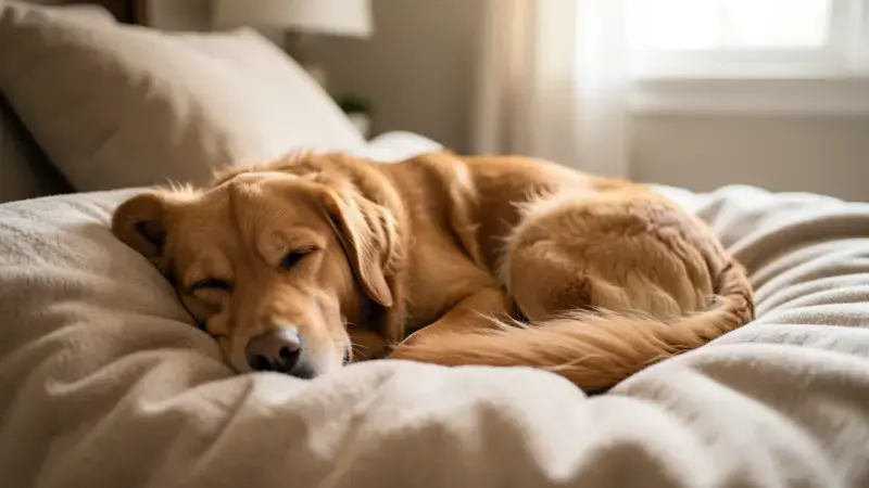 Perro tranquilo descansando en casa - gabapentina en perros para dolor y ansiedad
