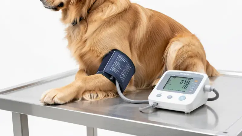 Medición de tensión arterial en perro con tensiómetro oscilométrico veterinario - hipertensión en perros diagnóstico