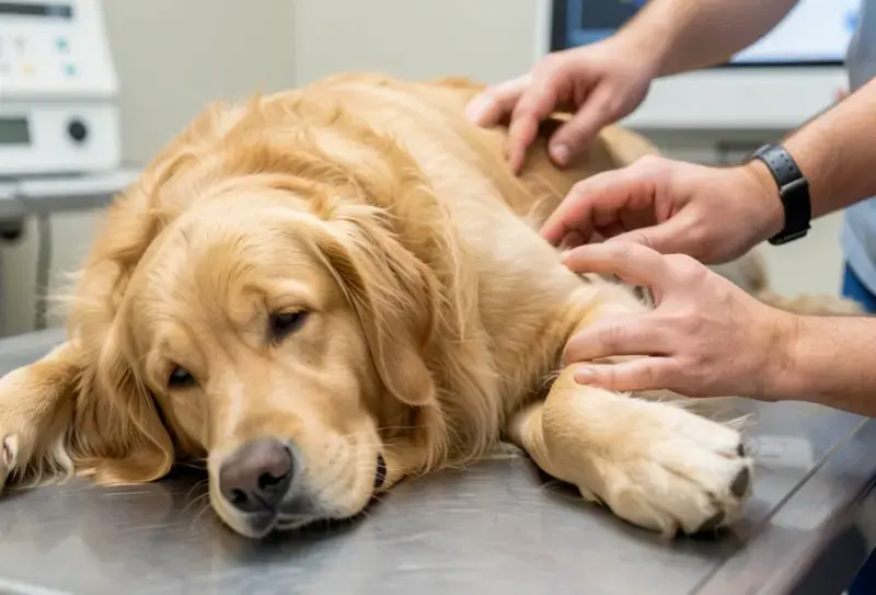 Perro en consulta veterinaria - salud canina y cuidados - ictus en perros