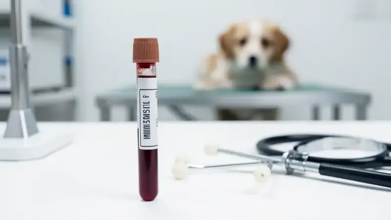 Análisis de sangre veterinario con tubo de muestra - insuficiencia hepática en perros diagnóstico