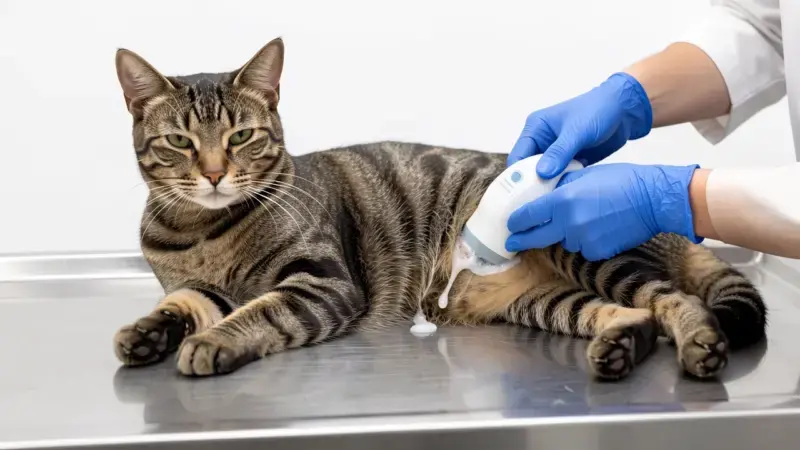 Ecografía abdominal en gato mayor para diagnóstico de insuficiencia renal - fallo renal en gatos