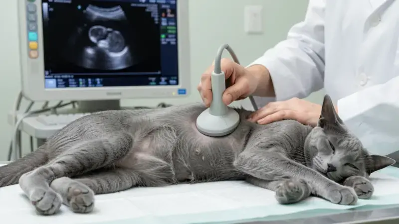 Ecografía abdominal de gato mayor con pérdida de peso por linfoma intestinal felino - linfoma felino diagnóstico