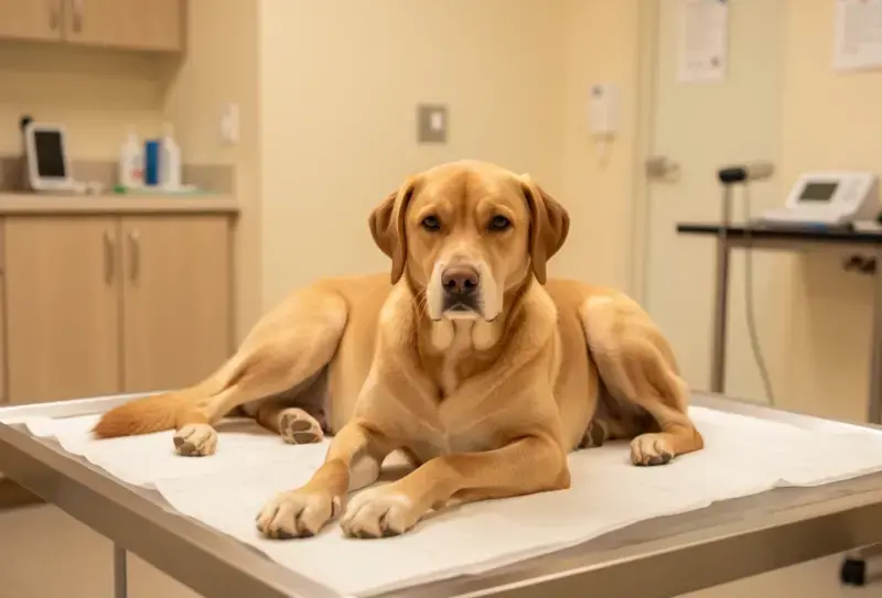 Perro en consulta veterinaria - salud canina y cuidados - mastitis en perros