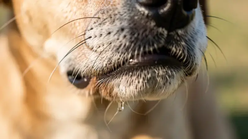 Primer plano de la boca de un perro con babeo - mi perro babea mucho