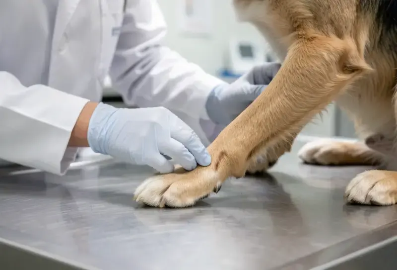 Perro en consulta veterinaria - salud canina y cuidados - mi perro cojea