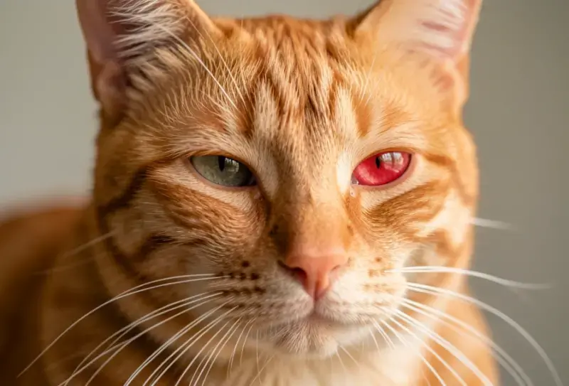 Gato en consulta veterinaria - salud felina y cuidados - ojo rojo en gatos