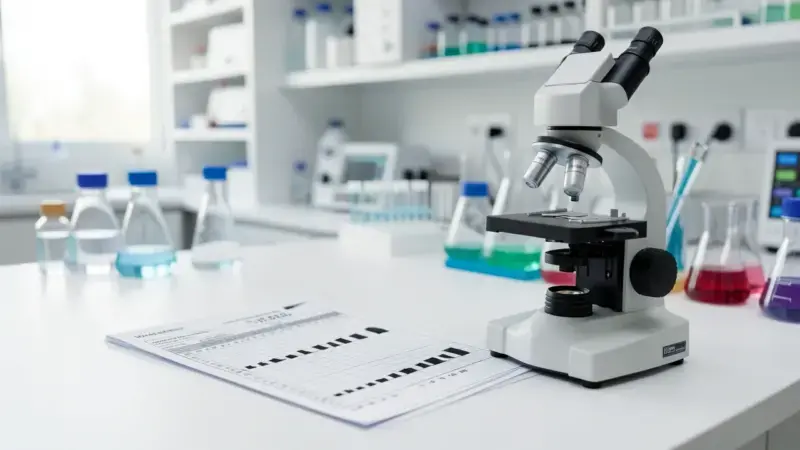 Resultados de hemograma y microscopio en laboratorio veterinario - serie blanca en perros