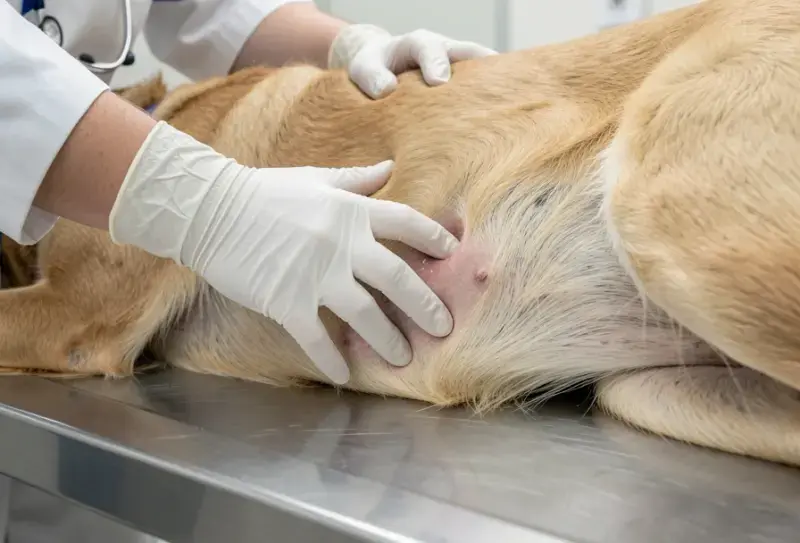 Perro en consulta veterinaria - salud canina y cuidados - tipos de bultos en perros