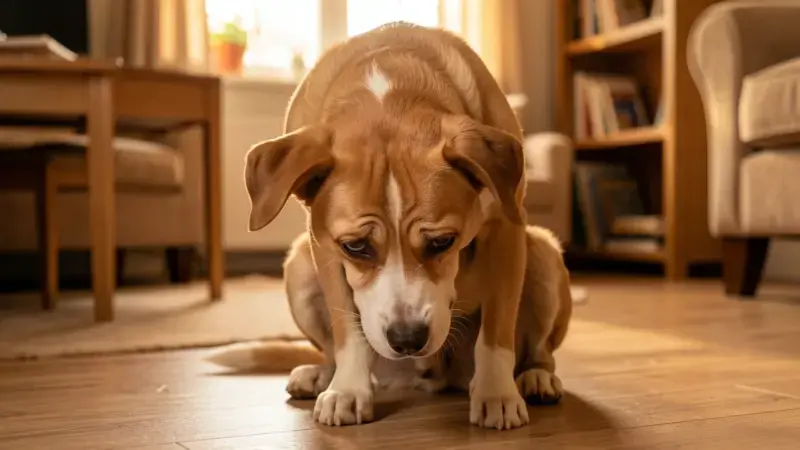 Perro decaído con aspecto nauseabundo por vómitos - causas y tipos de vómitos en perros